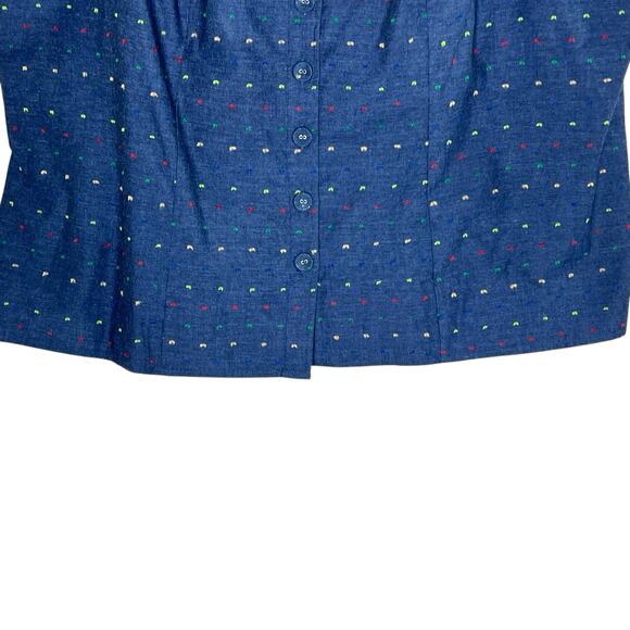 ModCloth 4X Flirtation Bustier Cotton Rainbow Speckled Denim Top Sleeveless - Picture 6 of 9